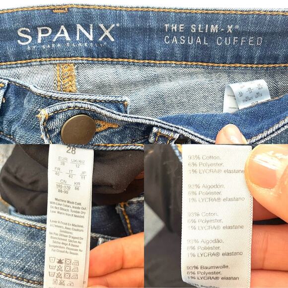 SPANX The Slim-X Casual Cuffed Denim Mid-High Rise Ankle Jeans Blue - Picture 4 of 12